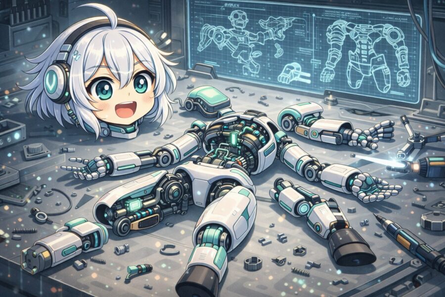 ロボットのように分解される様子