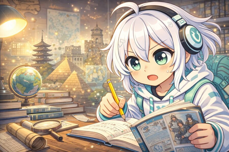 歴史の勉強をしている様子