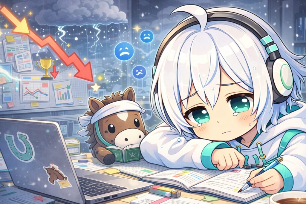 下がり調子で落ち込む様子