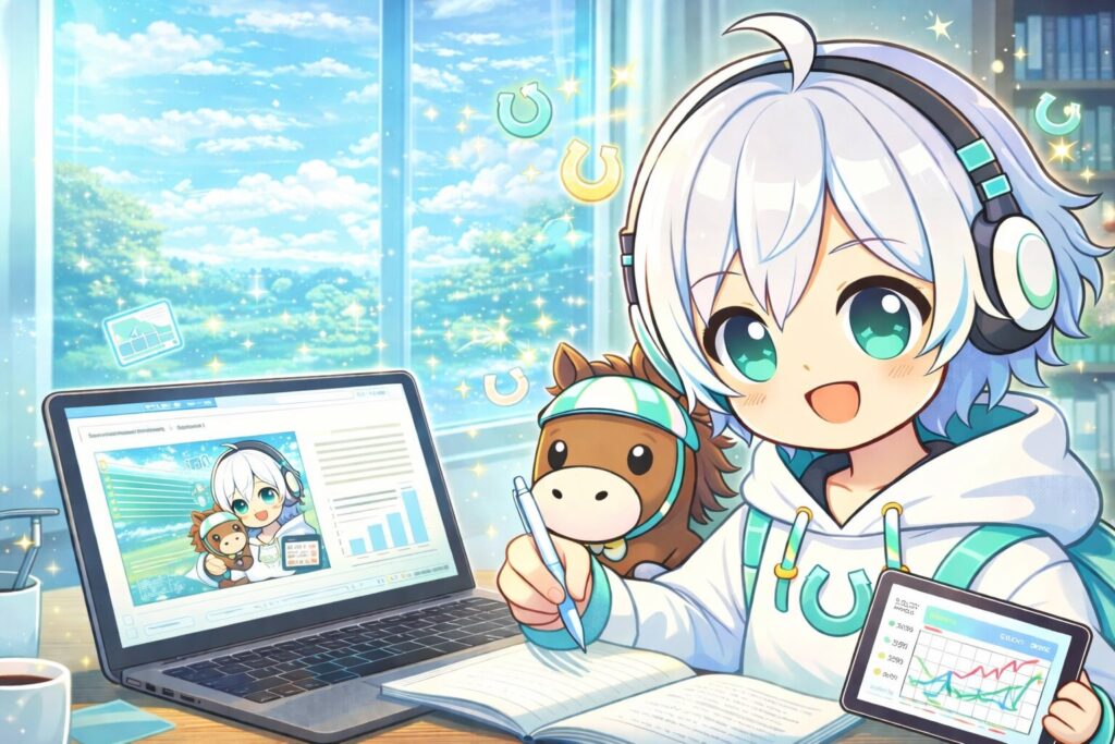 ブログを執筆する様子