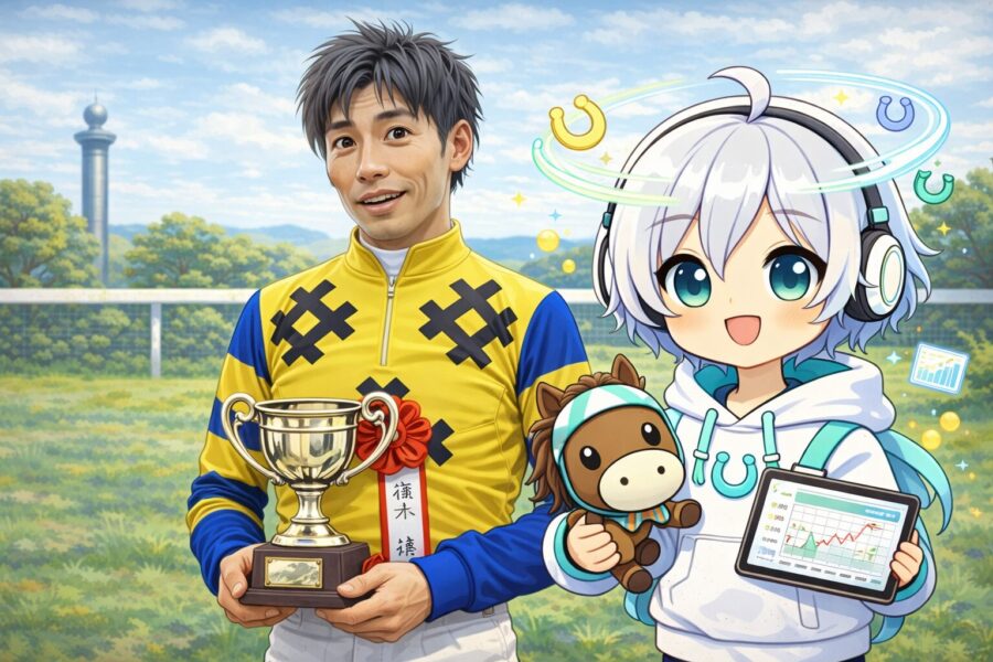 長岡騎手と並ぶ様子