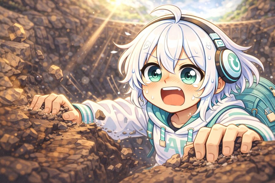 這い上がる様子