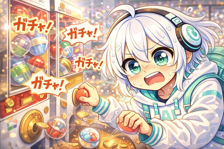 ガチャガチャを引く様子