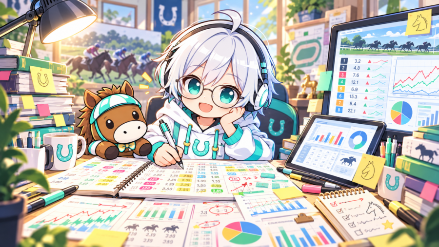競馬を数字から理解する様子